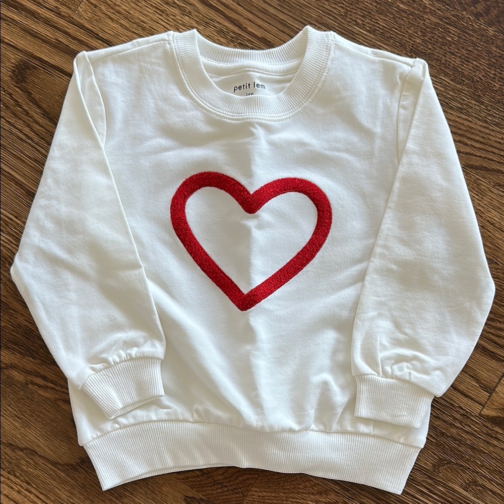 Never worn Petit Lem Red Heart White Hoodie